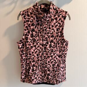 Cuddl Duds Cheetah Print Zip Front Fleece Vest Size M